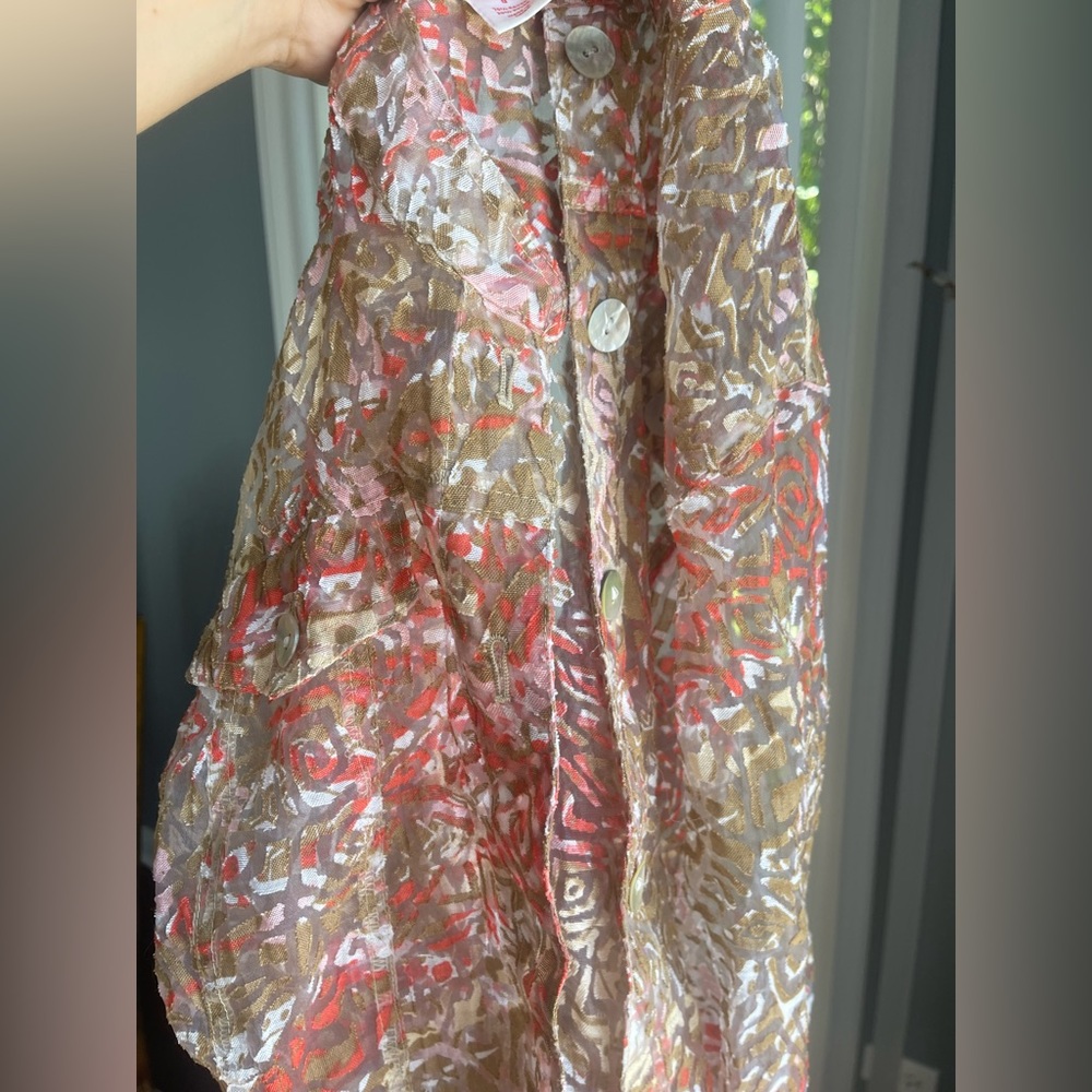 Ruby Rd Mesh Jacket Blouse Multicolor Orange - image 7